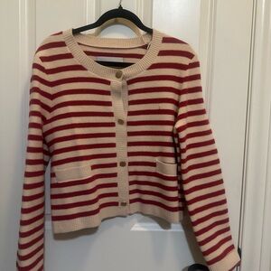 Striped Red and Cream Women's Sweater